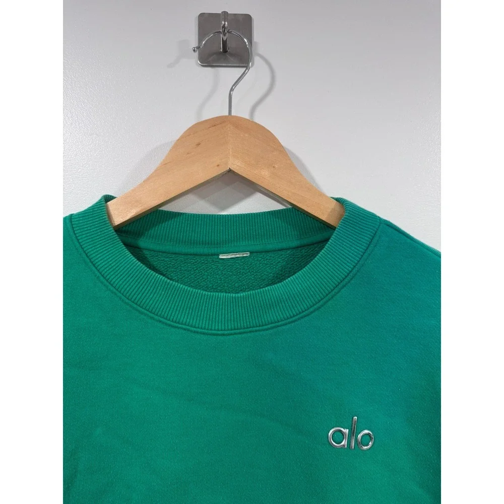 Alo Yoga Green Accolade Oversized Crewneck Sweatshirt Pullover Women Size Small